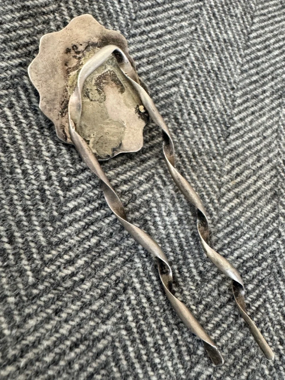 VINTAGE STERLING SILVER AND TURQUOISE HAIR PIN